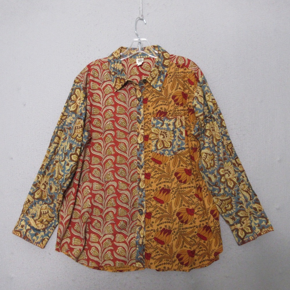 Ivy Jane Shirt L Floral Patchwork Three Combo Boho Cottage Core Artsy Eclectic
